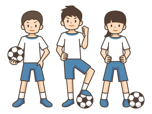 Illustration Enfants Jouant Football — Image vectorielle