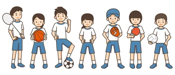 Illustration Von Kindern Die Verschiedene Sportarten Ausüben — Stockvektor