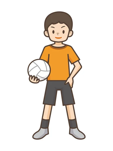 Illustration Garçon Jouant Volleyball — Image vectorielle