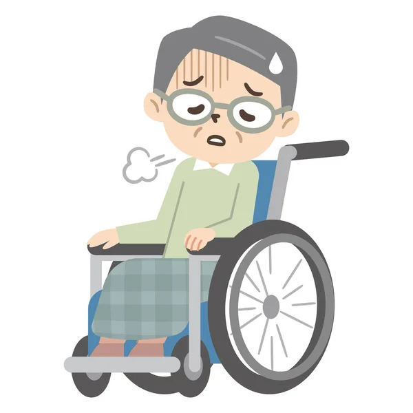 Senior Man Wheelchair Depressed Emotions — Stock Vector