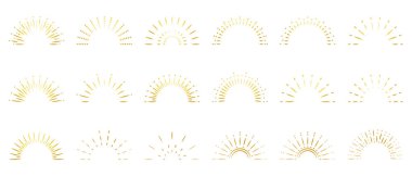 Güneş ışınları. Vektör patlamış güneş ışığı logosu. Gün doğumu amblemi.