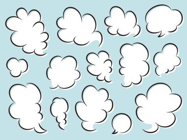 Kabarık Bulut Şekilli Düşünce Kabarcıklarının Basit Vektör İllüstrasyonuName