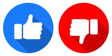 Geribildirim ve Gözden Geçirme için Baş Parmakların Basit Vektör İllüstrasyon Kümesi