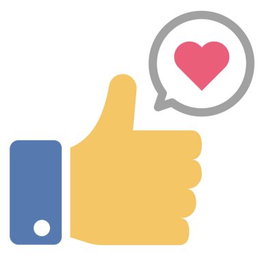 Sosyal Medya Geri Dönüşü İçin Kalp Konuşması Köpüğüyle Baş parmağın Vektör Simgesi