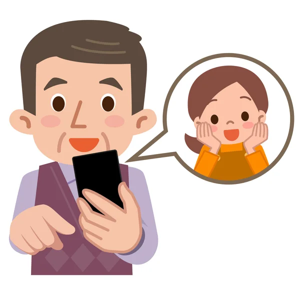 Neem contact op met de kleinzoon smartphone — Stockvector