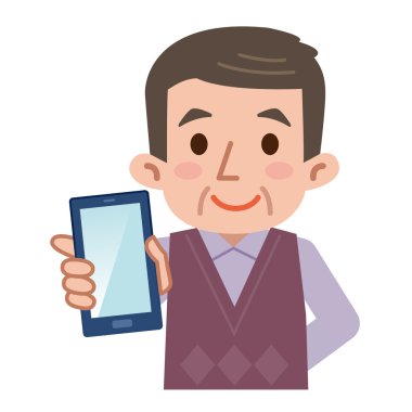 Smartphone ve kıdemli erkek