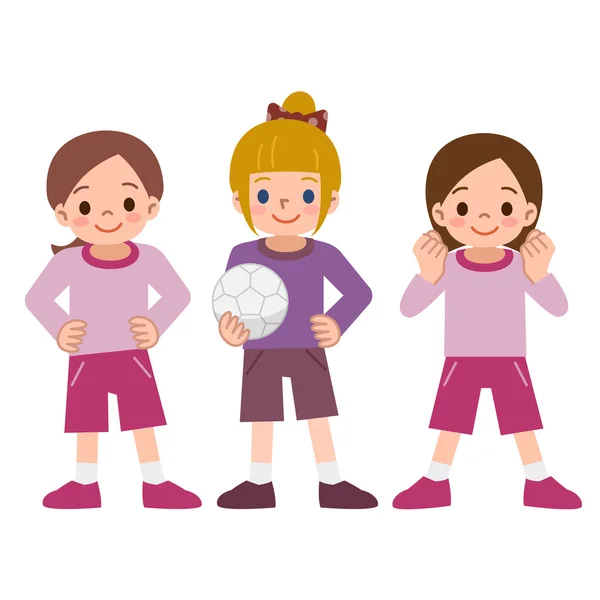 Les filles au football — Image vectorielle