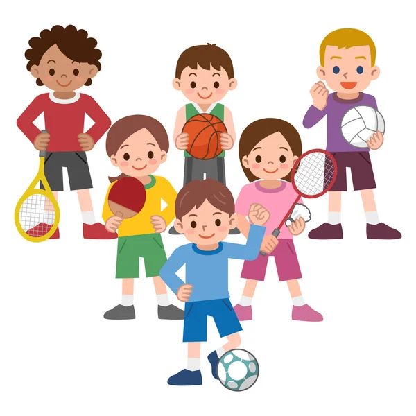 Enfants à une variété de sports — Image vectorielle