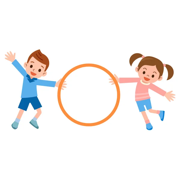 Bambini al hula hoop — Vettoriale Stock