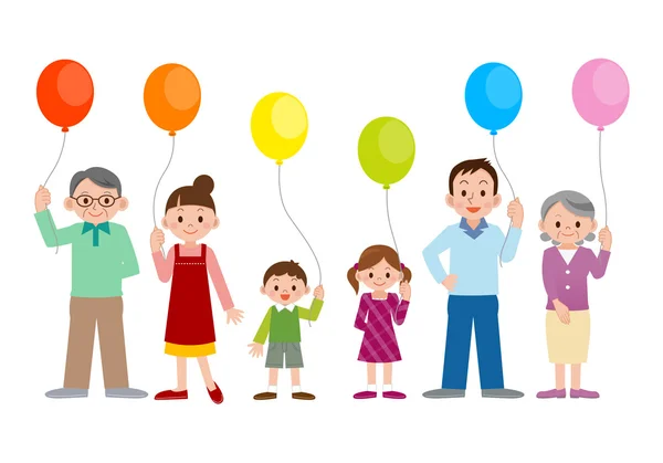 Familias con globos — Vector de stock