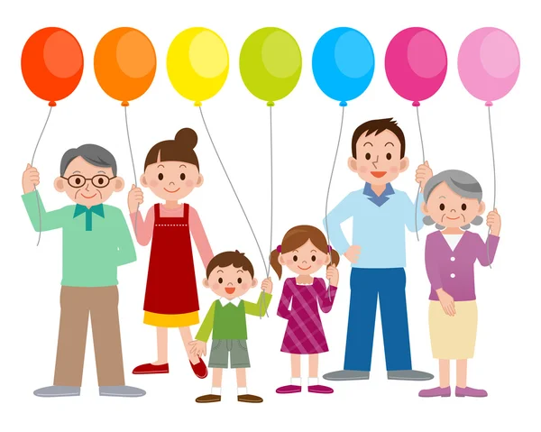 Семьи с воздушными шарами — стоковый вектор