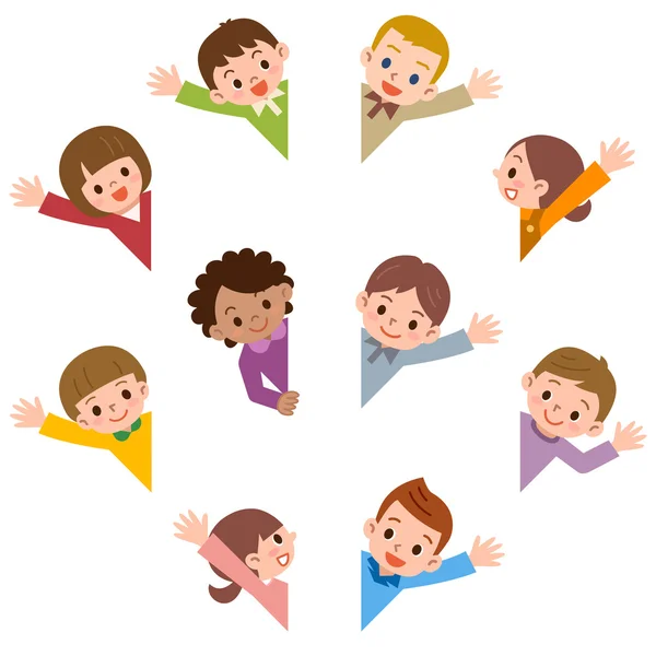 Children smile waving — Stock Vector