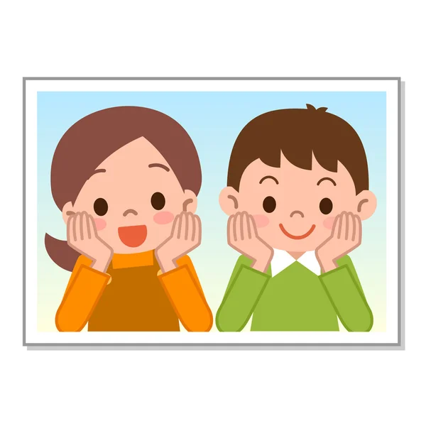 Brother and sister Photo — Stock Vector