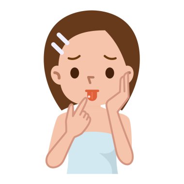 Geographic tongue disease in woman clipart