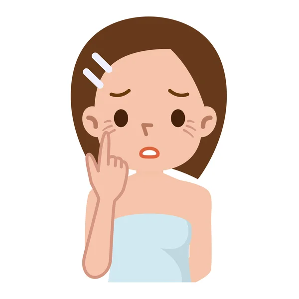 Inquiète jeune femme pointant ses yeux avec ses doigts — Image vectorielle