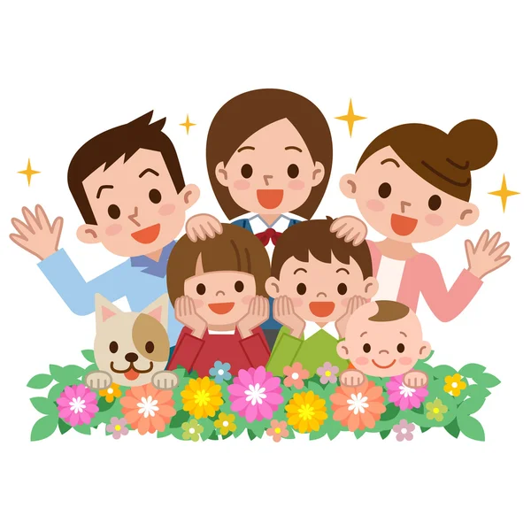 Χαμόγελο του μια ευτυχισμένη οικογένεια — Διανυσματικό Αρχείο