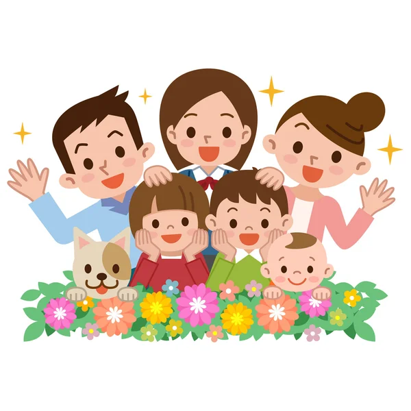 Sonrisa de una familia feliz — Vector de stock