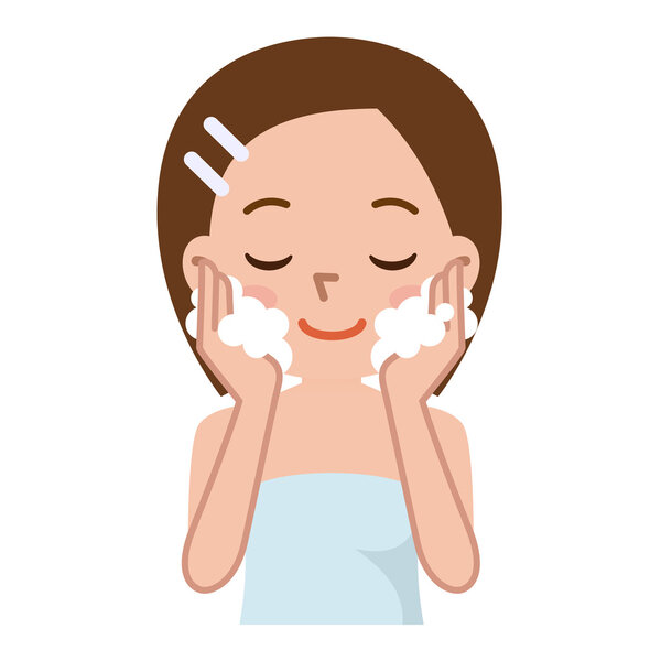 Beautiful woman washing her face