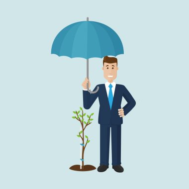 İşadamı korumak bir ağaca