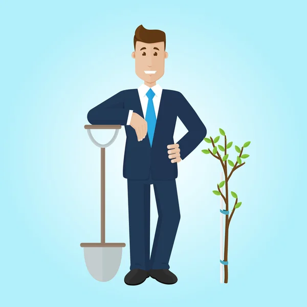 Бізнесмен посадить дерево — стоковий вектор