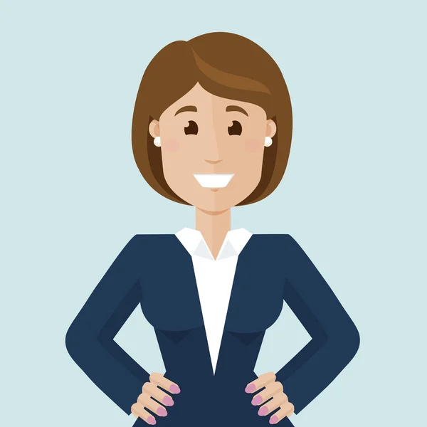 Mujer de negocios sonriendo y mirada satisfecha — Vector de stock