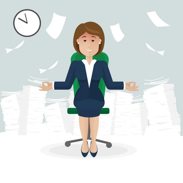 Mujer de negocios tratar de relajarse — Vector de stock