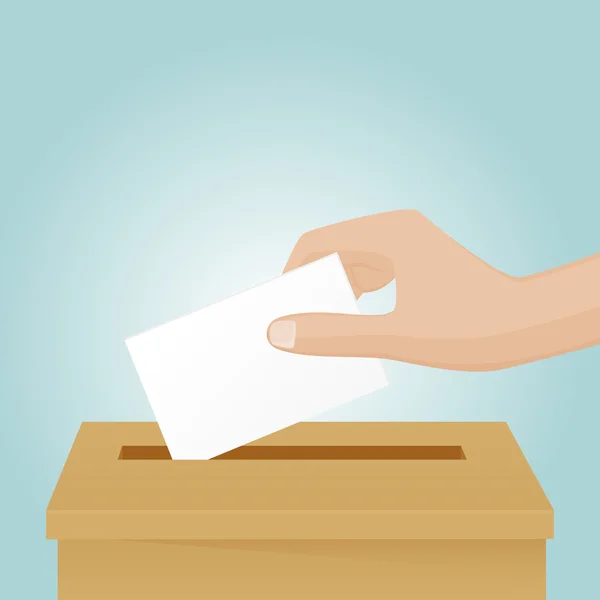 Hand drop the voting paper in the box — Stock Vector