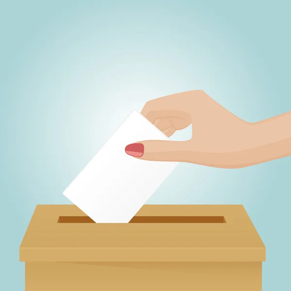 Γυναίκα αφήστε ένα ψηφοδέλτιο στο πλαίσιο — Διανυσματικό Αρχείο
