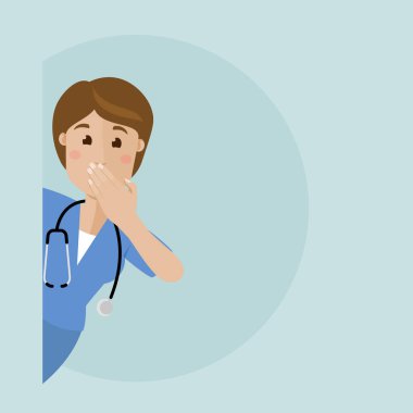 The nurse is surprised, discouraged. Vector flat illustration. vector The nurse is surprised, discouraged. Vector flat illustration. vector