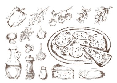 Pizza, vektör çizim