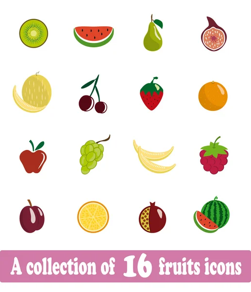 Sammlung von Obst-Ikonen — Stockvektor