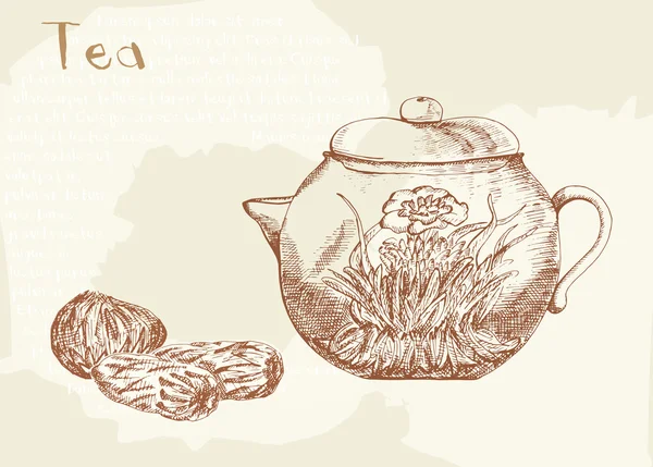 Zmartwychwstałego herbaty i czajnik — Wektor stockowy