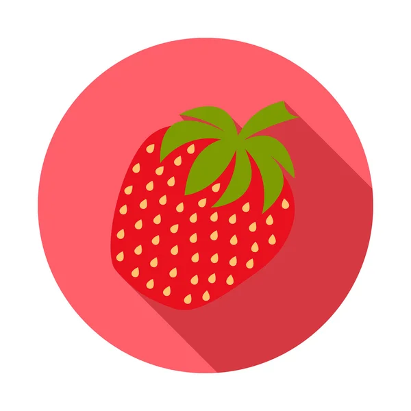 Strawberry icon. Flat design with long shadow. Vector illustration. — Stock Vector