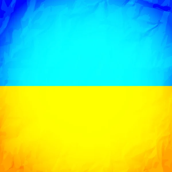 Ukraine state flag with effect of crumpled paper. Symbol of Ukraine. Blue and yellow Ukrainian flag. — Stock Vector