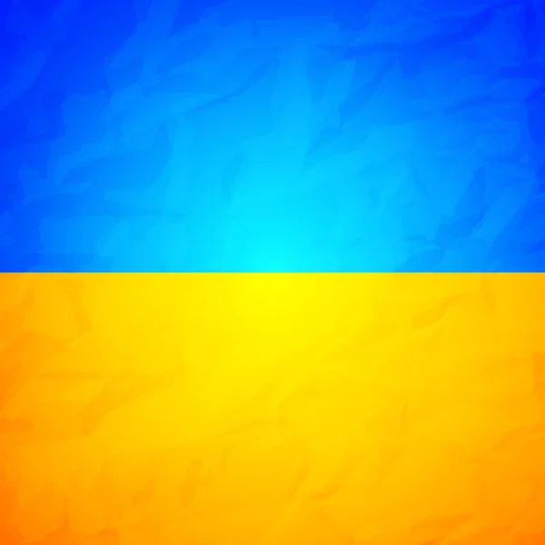 Ukraine state flag with effect of crumpled paper. Symbol of Ukraine. Blue and yellow Ukrainian flag. — Stock Vector