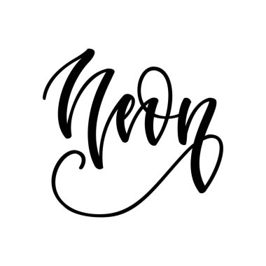 Neon. Beyaz arkaplanda siyah harf.