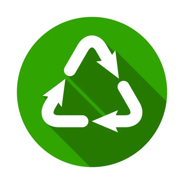 Symbol recyklingu. Płaska ikona z długim cieniem — Wektor stockowy