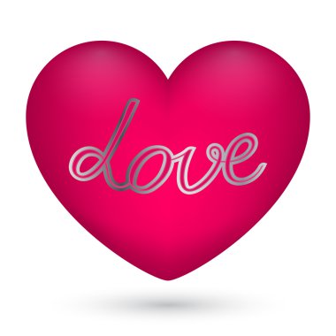 Pembe kalp merkezi beyaz arka plan üzerinde metin aşık ile vektör çizim Sevgililer günü için.