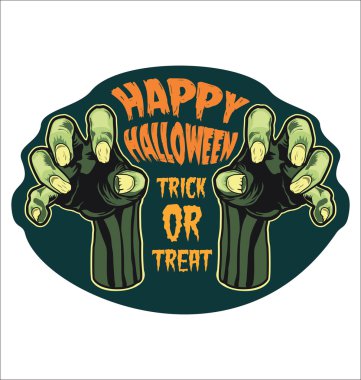 Cadılar Bayramın kutlu olsun zombi eller kartpostal illüstrasyon