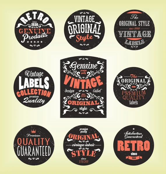 Grunge retro labels map — Stock Vector