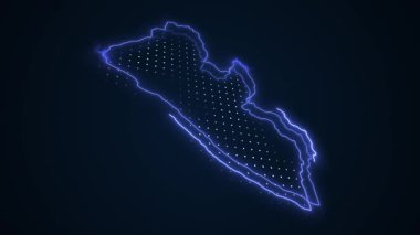 3 Boyutlu Hareketli Neon Liberya Haritası Kenarlık Çizgisi Döngü Arkaplanı