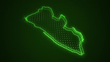 3 Boyutlu Hareketli Neon Liberya Haritası Kenarlık Çizgisi Döngü Arkaplanı