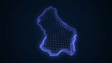 3 Boyutlu Hareketli Neon Lüksemburg Haritası Kenar Kenarlıkları Döngü Özeti Arkaplanı