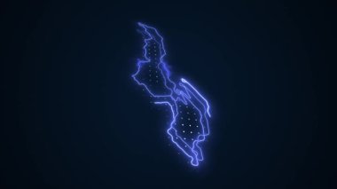 3 Boyutlu Hareketli Neon Malawi Haritası Kenar Kenarlıkları Döngü Özeti Arkaplanı