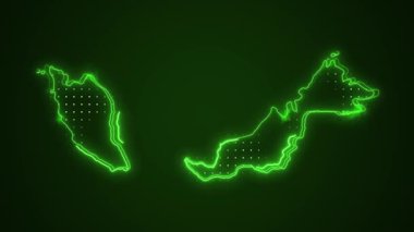 3D Taşıyıcı Neon Malezya Haritası Kenarlık Çizgisi Döngü Arkaplanı