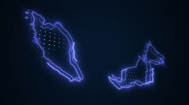 3D Taşıyıcı Neon Malezya Haritası Kenarlık Çizgisi Döngü Arkaplanı