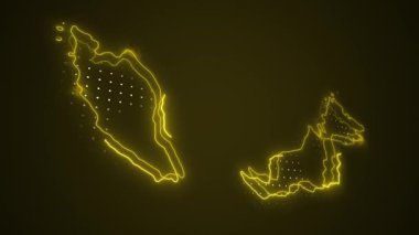 3D Taşıyıcı Neon Malezya Haritası Kenarlık Çizgisi Döngü Arkaplanı