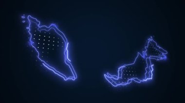 3D Taşıyıcı Neon Malezya Haritası Kenarlık Çizgisi Döngü Arkaplanı