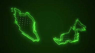 3D Taşıyıcı Neon Malezya Haritası Kenarlık Çizgisi Döngü Arkaplanı