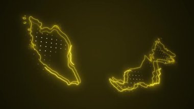 3D Taşıyıcı Neon Malezya Haritası Kenarlık Çizgisi Döngü Arkaplanı